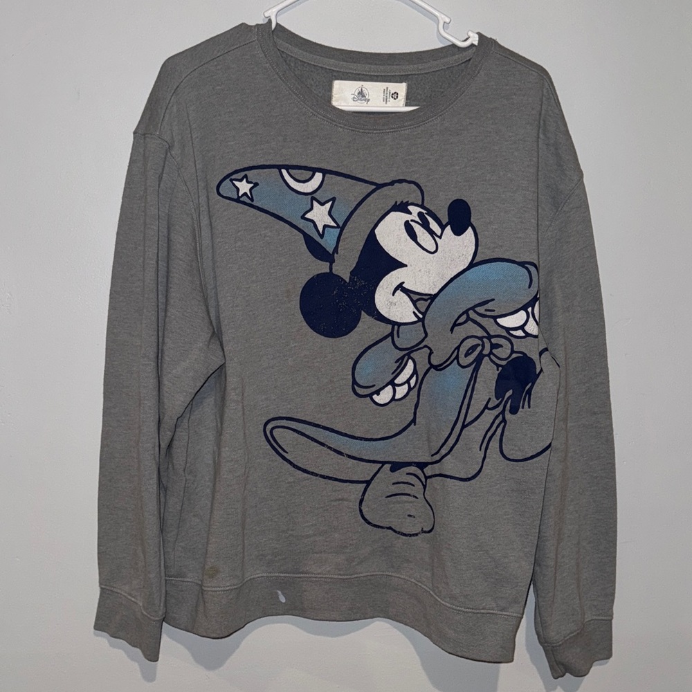 Disney Gray Sweatshirt with Mickey in Blue Wizard Hat